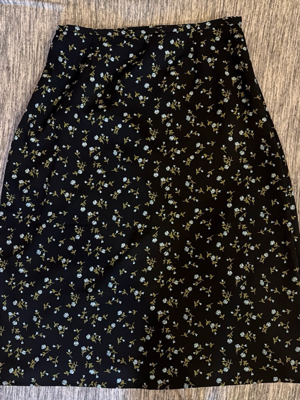 Style & Co. Black Midi Skirt with Blue and Green Floral Print